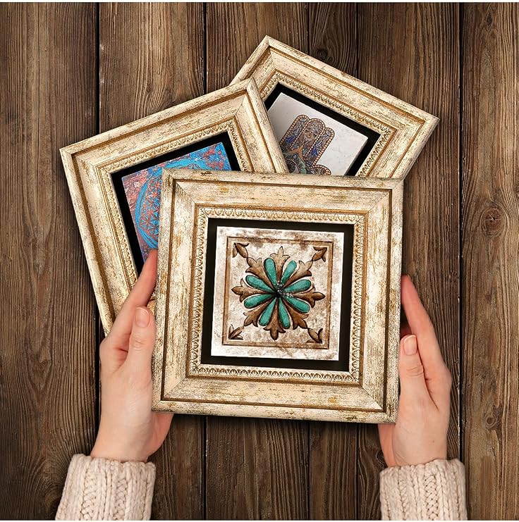 Pinecone Stone Fas Desenli Vintage, Çini Sanatı Taş Duvar Tablosu - Çerçeveli Taş Tablo - Dekoratif Duvar Sanatı - Modern Ev ve Ofis Duvar Dekoru T3-143