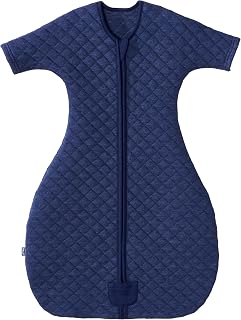 HALO Easy Transition Swaddle SleepSack Wearable Blanket TOG 1.5 Heather Blue Small - Safe Swaddle to SleepSack Transition