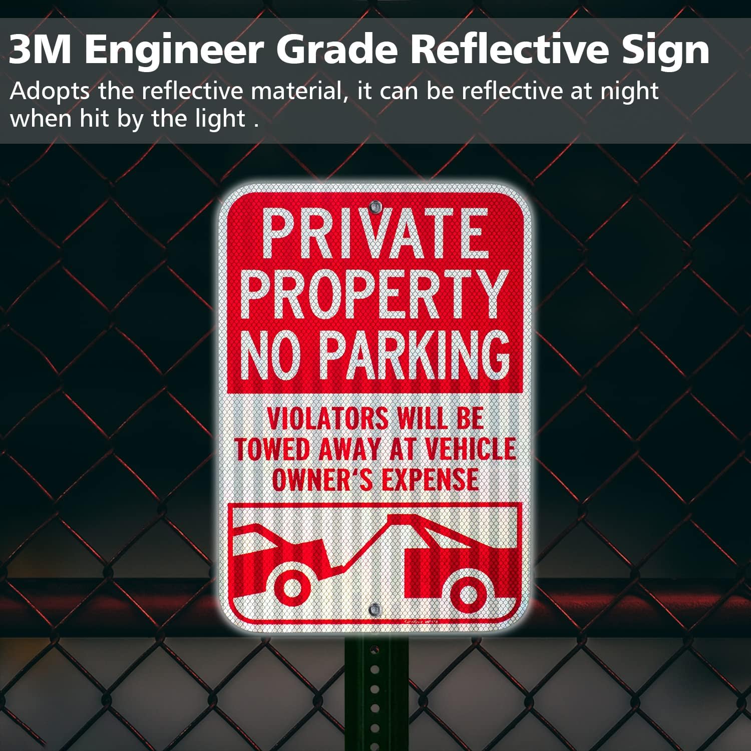 GicnKeuz Large No Parking Signs,18x12 Inches Private Property Signs, Violators Will Be Towed Away at Vehicle Owner's Expense Sign, Engineer Grade Reflective Aluminum, Fade Resistant ,Indoor or Outdoor Use (4-Pack)