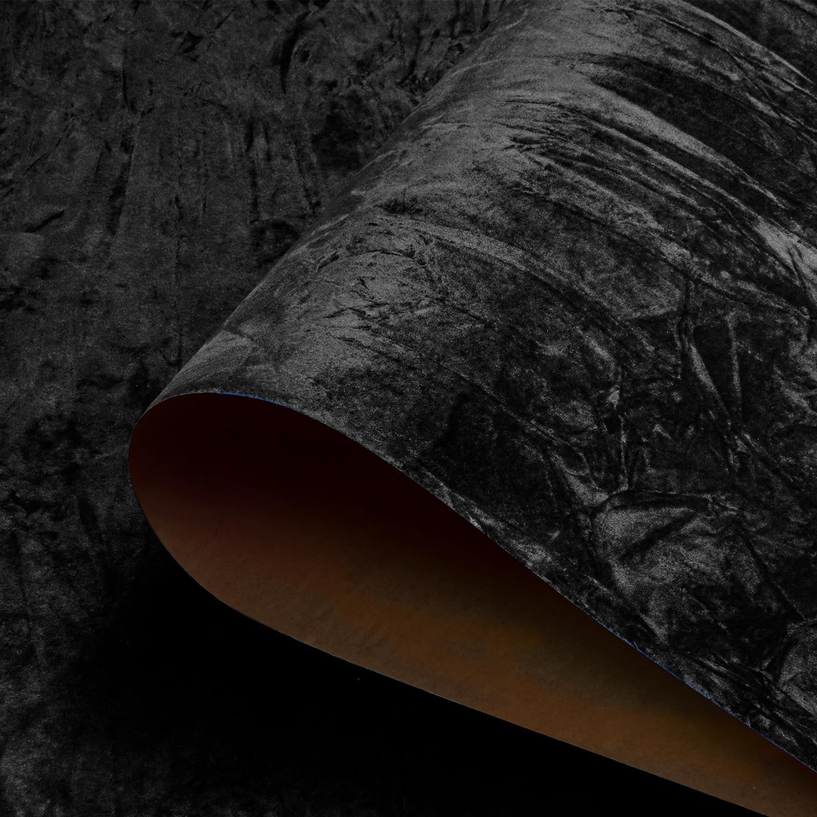 HelloWall 30" x 160" Large Size Self Adhesive Felt Fabric Wallpaper Black Velvet Wallpaper Peel and Stick Flocking Contact Paper Black Wrinkled