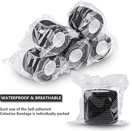 Miniatura 4 de Paquete de 12 vendajes cohesivos autoadhesivos de 2 pulgadas x 5 yardas, cinta de primeros auxilios, cinta autoadhesiva elástica, atlética, cinta