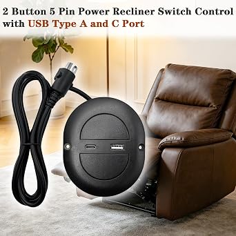 Oval 2 Button 5 Pin Power Recliner Electric Sofa Switch Hand Control
