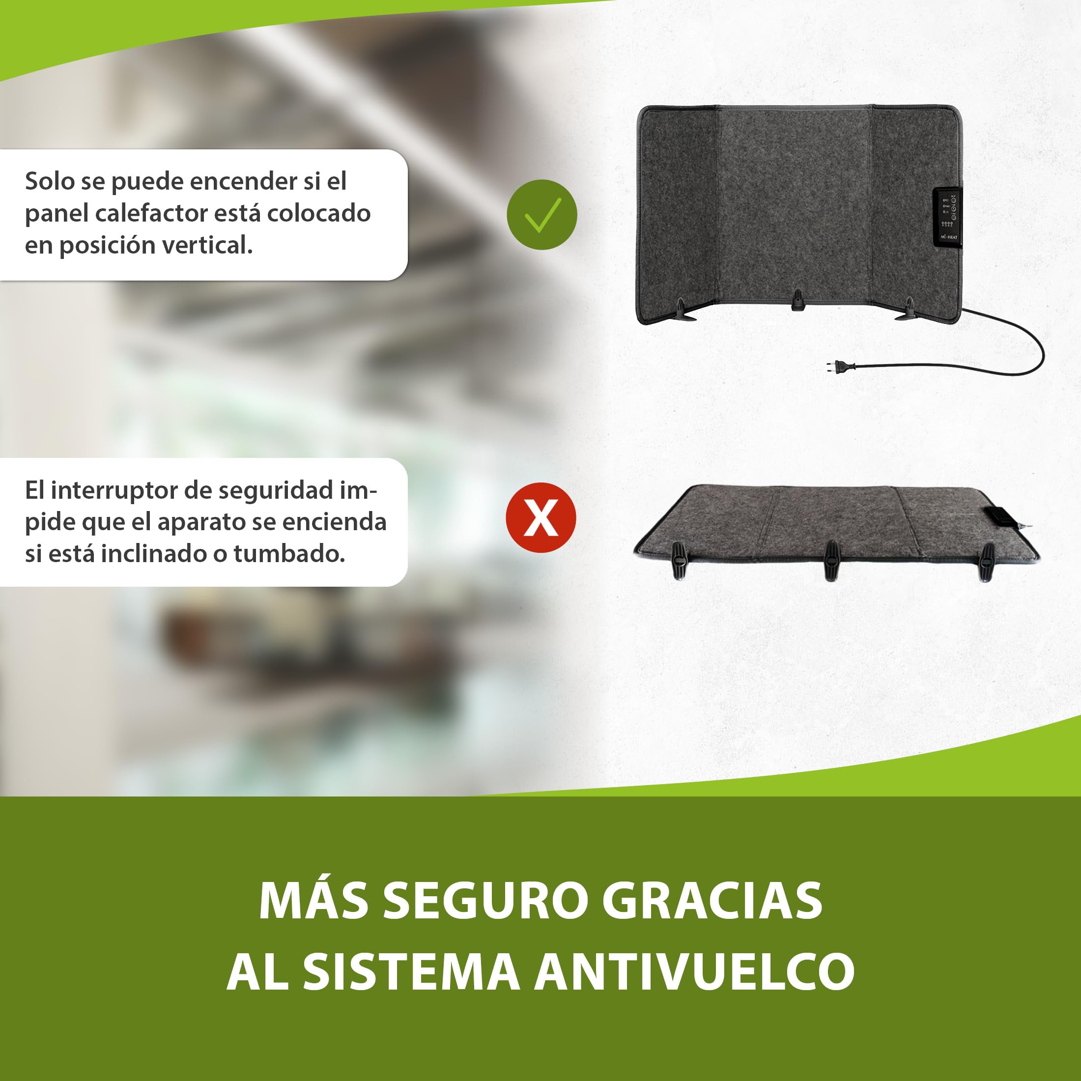 Mi-Heat Calefactor Infrarrojos Plegable (260W) – Panel Calefactor Bajo Consumo para Escritorio y Teletrabajo – Estufa para Pies y Piernas con Temporizador, Gris