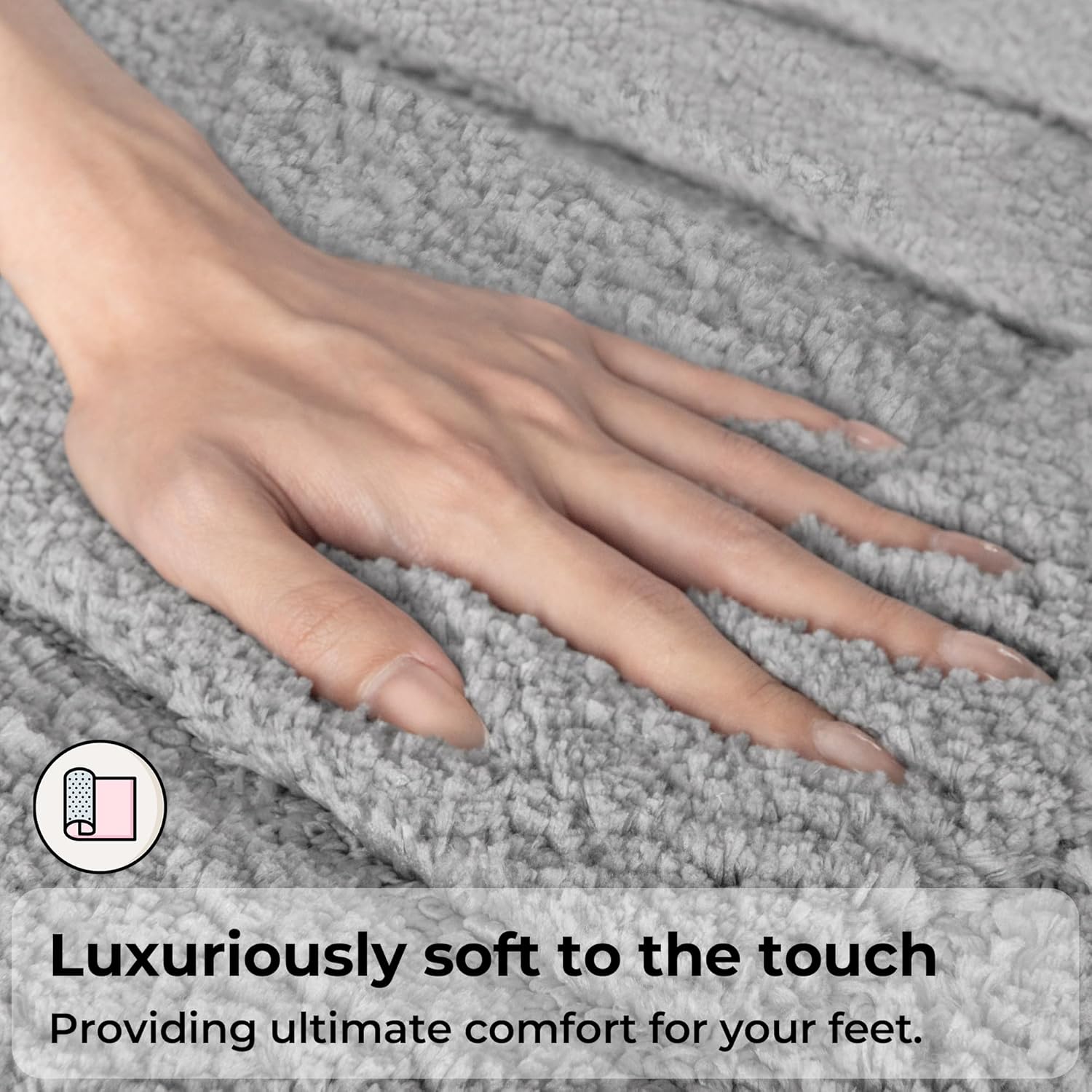 GRANNY SAYS Bathroom Rugs Sets 3 Piece, Super Soft Absorbent Microfiber Bath Mats Non Slip Washable, U-Shaped Toilet Rug Bath Rugs for Tub Shower (Grey, 16" x 24" + 20" x 32" + U Shaped 20" x 24") - Image 3