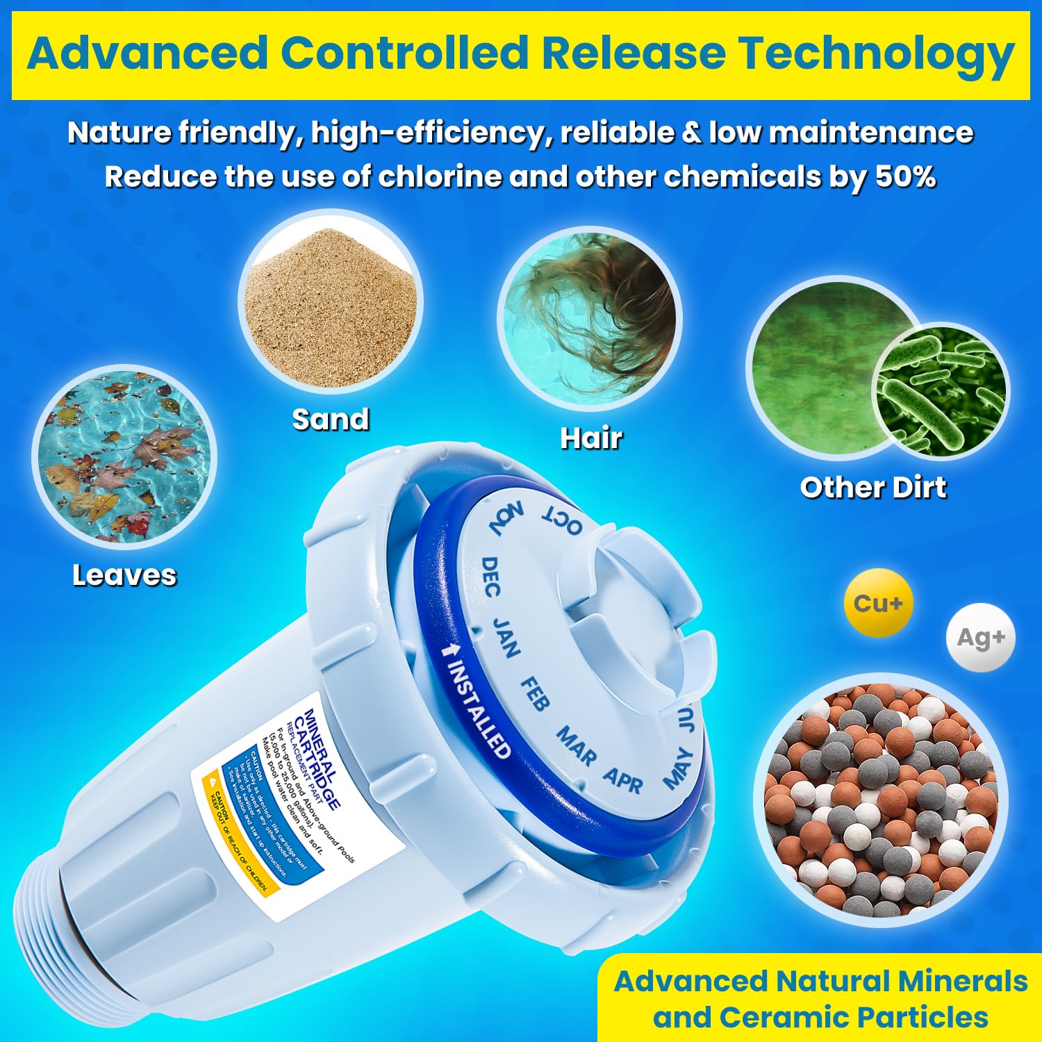 W28175 Replacement for All Zodiac Nature2 Express Mineral Cartridge Vessel System W20176 W20171 W20086 W20080 In-Ground & Above-Ground Swimming Pools Up to 30,000 Gallons New Upgraded W26775
