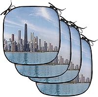 Vista 125 de Lunarable USA Chair Cushion Pad, American Cities Skylines Metropolis Architecture Sketch Style Hand Drawn Art Print, Seat Padding for Kitchen &