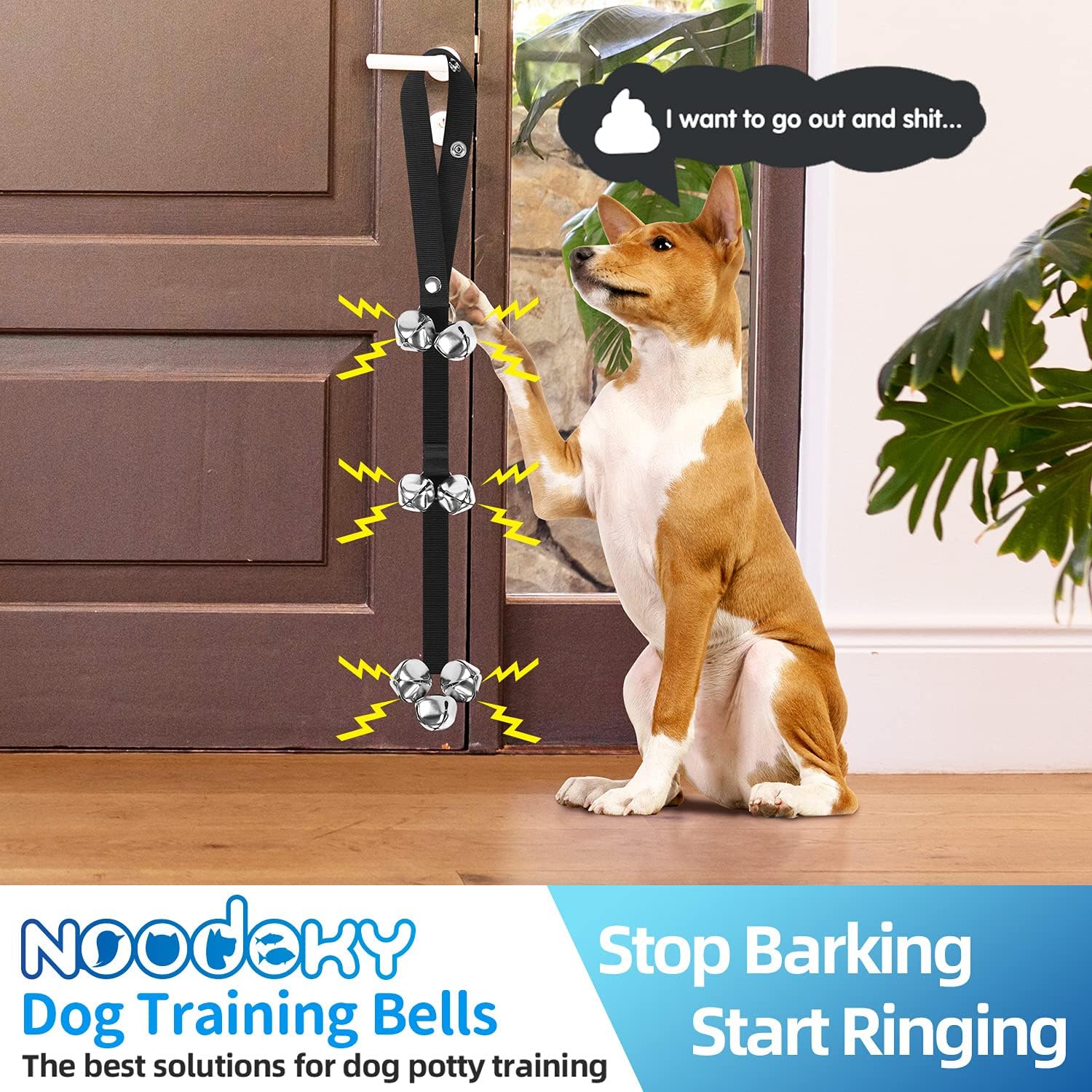 Noodoky Dog Doorbells Pet Bell for Door Potty Training, Adjustable Door Bells for Dogs Puppies Poochie Doggie to Ring to Go Outside, Hanging Bells for Doorknob/Handle (1-Pack) : Pet Supplies