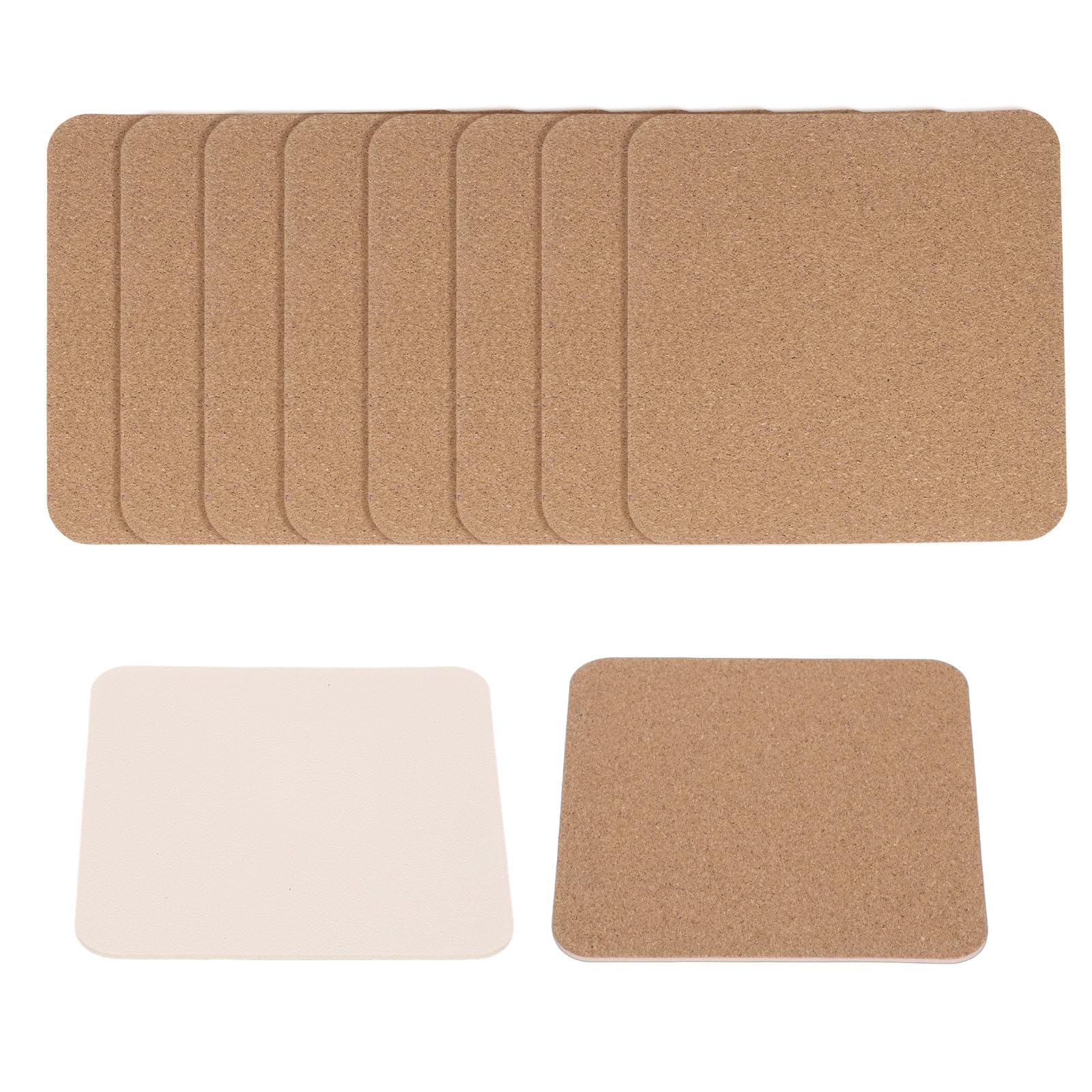 Dessous de verre carrés liège 10cm support pot plante intérieur extérieur beige lot de 10