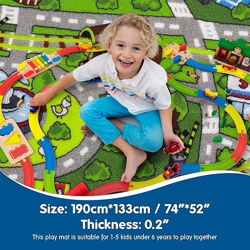 Miniatura 2 de JACKSON Tapete infantil grande para autos de juguete seguro y divertido tapete de auto con base antiderrapante 52x 74 tapete de juegos sala de