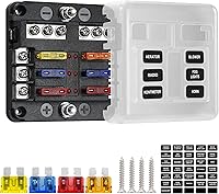Vista 1 de Bloque de fusibles de 6 vías, fusible de hoja de 12 V, 6 circuitos, ATC/ATO, impermeable, soporte para caja de fusibles con indicador LED, cubierta