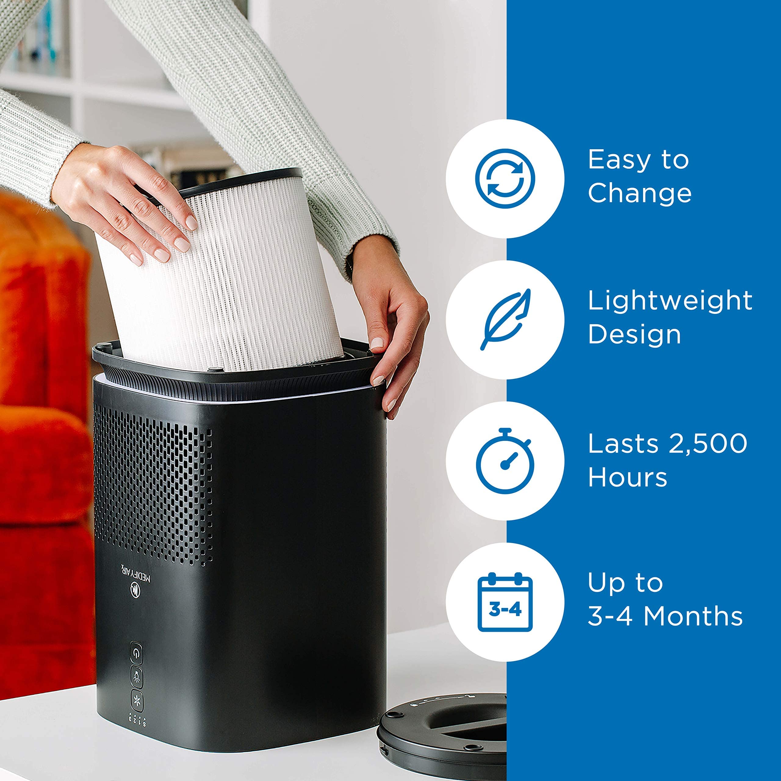 Medify Air MA-14 Genuine Replacement Filter | for Allergens, Wildfire Smoke, Dust, Odors, Pollen, Pet Dander | 3 in 1 with Pre-filter, H13 HEPA, and Activated Carbon for 99.7% Removal | 1-Pack