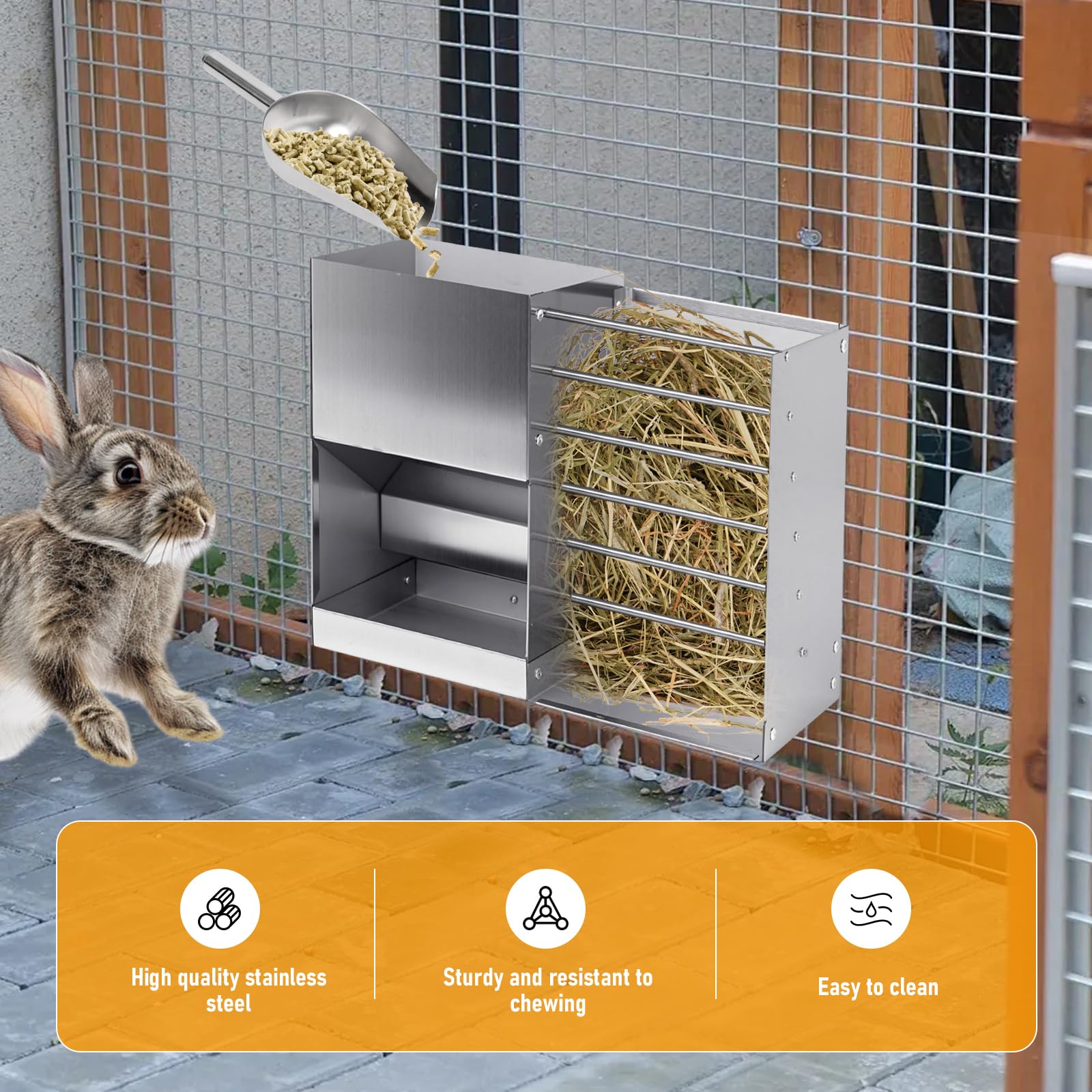 PKNYBZH 2 in 1 Rabbit Hay Feeder with Litter Box,5L Hay Feeder Set and Small Animals Hay Manger for Guinea Pig Chinchilla Bunny Other Small Animals - image 4
