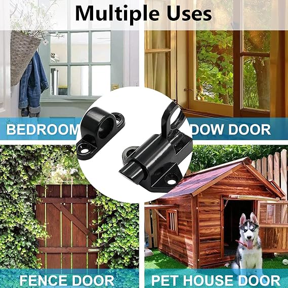 1Pc Small Thick Slide Barrel Door Bolts Window Latches Gate Lock Security Guard Black