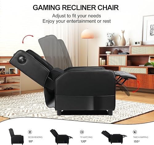 Miniatura 7 de GTRACING - Silla reclinable para juegos con altavoces Bluetooth, estilo de carreras, sofá individual para juegos, moderno, reclinable, ergonómico,