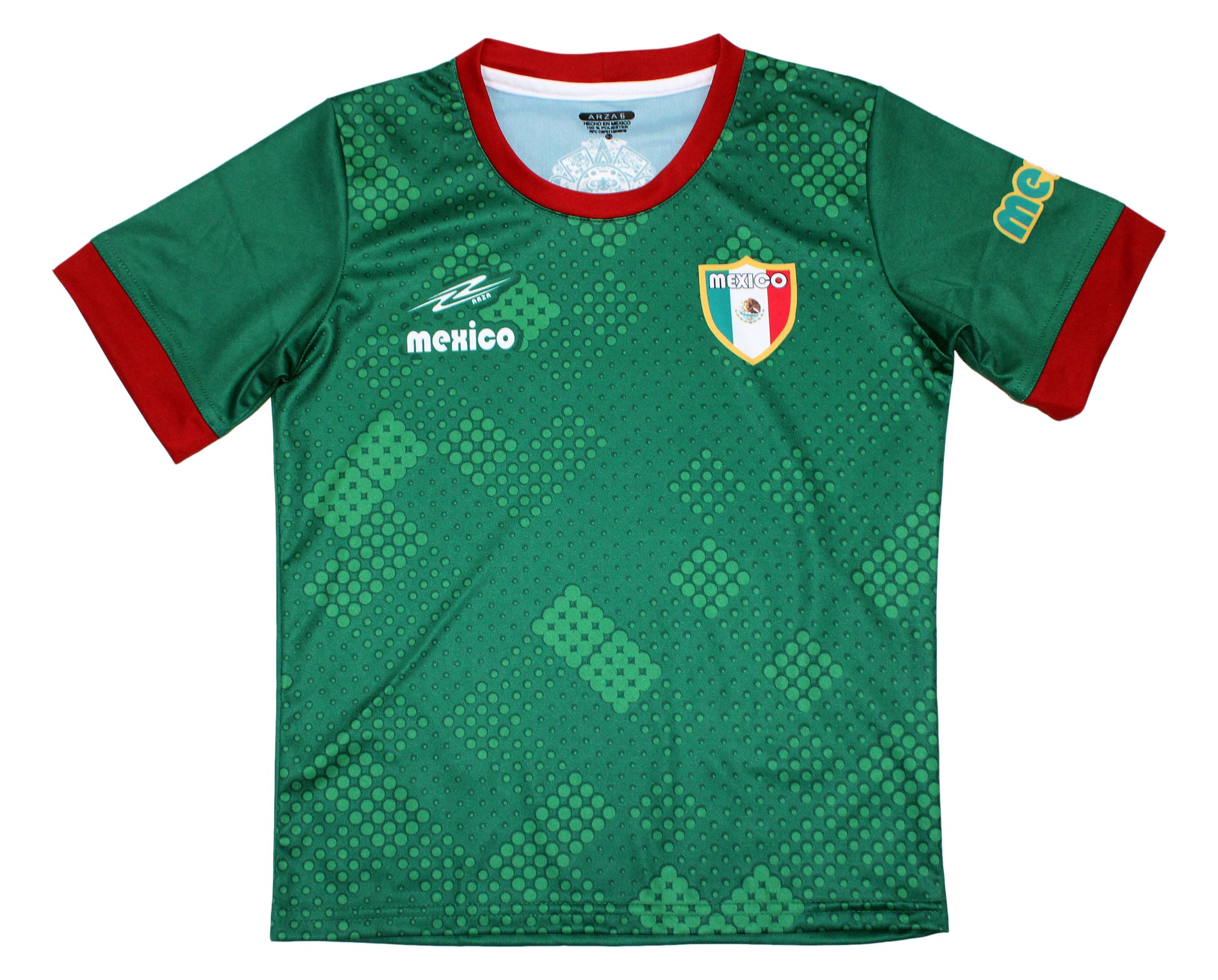 Youth Soccer Uniform Mexico 100% Polyester_Kids and Boy Green/White (Green, 6)