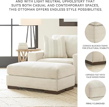 Signature Design by Ashley Maggie Contemporary Accent Ottoman, Off White