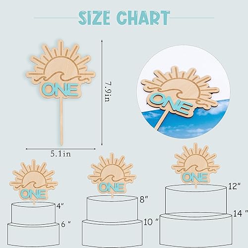 Miniatura 2 de Wave Surf - Decoración de madera para tartas  Decoración de fiesta de primer cumpleaños con temática de The Big One Wo, accesorios de fotos para