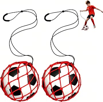 2 Pack Soccer Kick Trainer - Thickened & Reinforced Football Return Trainer Net, Hand-Free Soccer Training Aid Compatible with Size 3,4,5, Football Practice Equipment