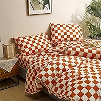 Vista 300 de CLOTHKNOW Juego de edredón de 3 piezas de color marrón caramelo, tamaño individual/individual XL, color terracota suave, color óxido con 2 fundas