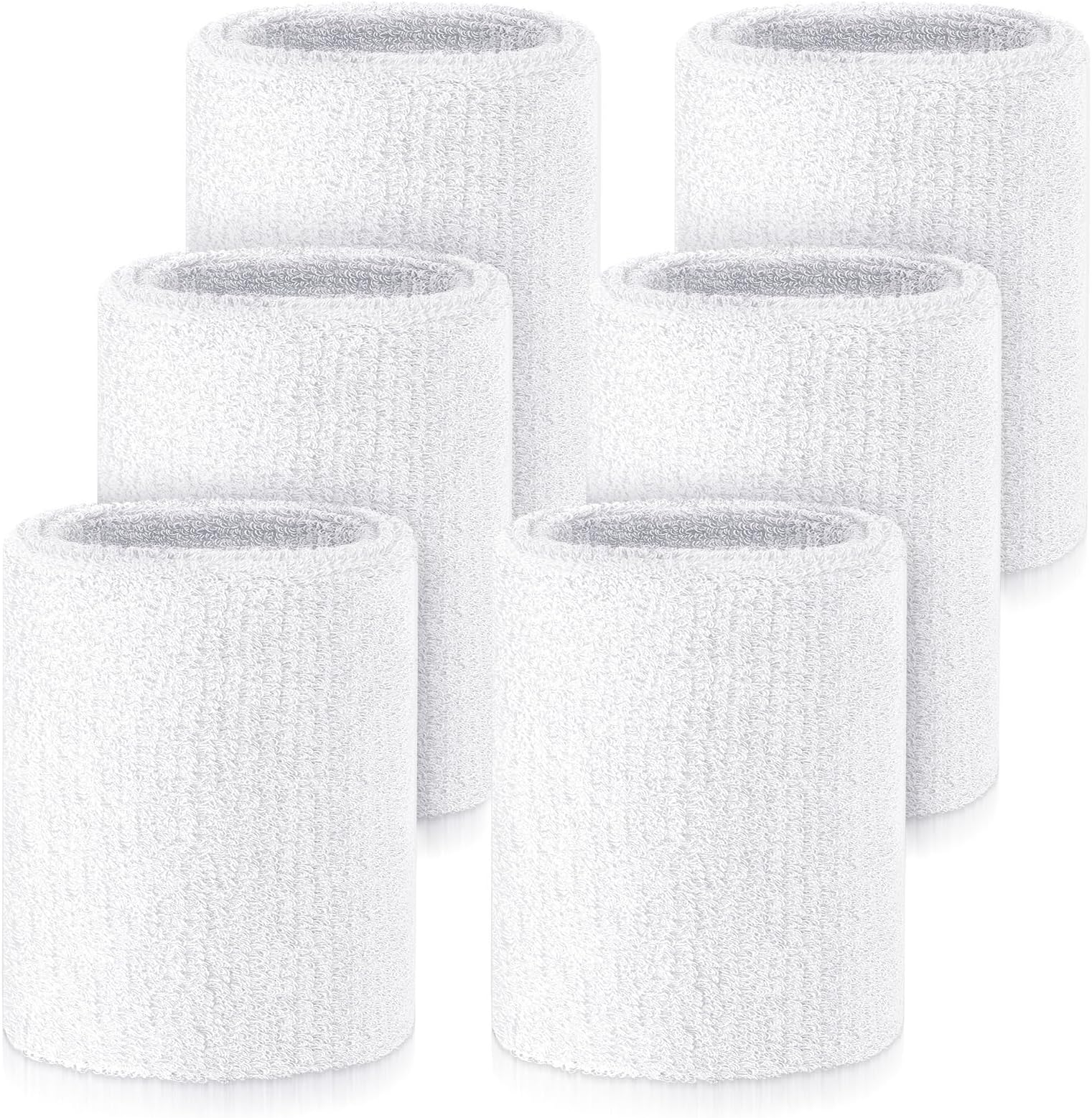 6 Pcs 4 Inch Wrist Sweatbands Tennis & Gymnastics Wristbands for Grips & Sport Cotton Elastic Thick Wrist Bands for Tennis & Football