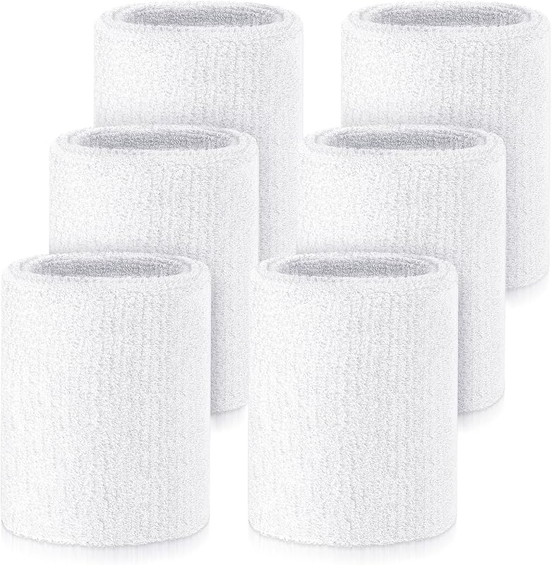 Wettarn 6 Pcs 4 Inch Wrist Sweatbands