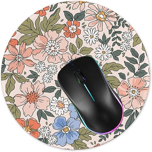Miniatura 9 de Alfombrilla redonda para mouse para juegos, base de goma antideslizante con borde cosido de 7.9 x 7.9 pulgadas para computadora portátil (arcoíris