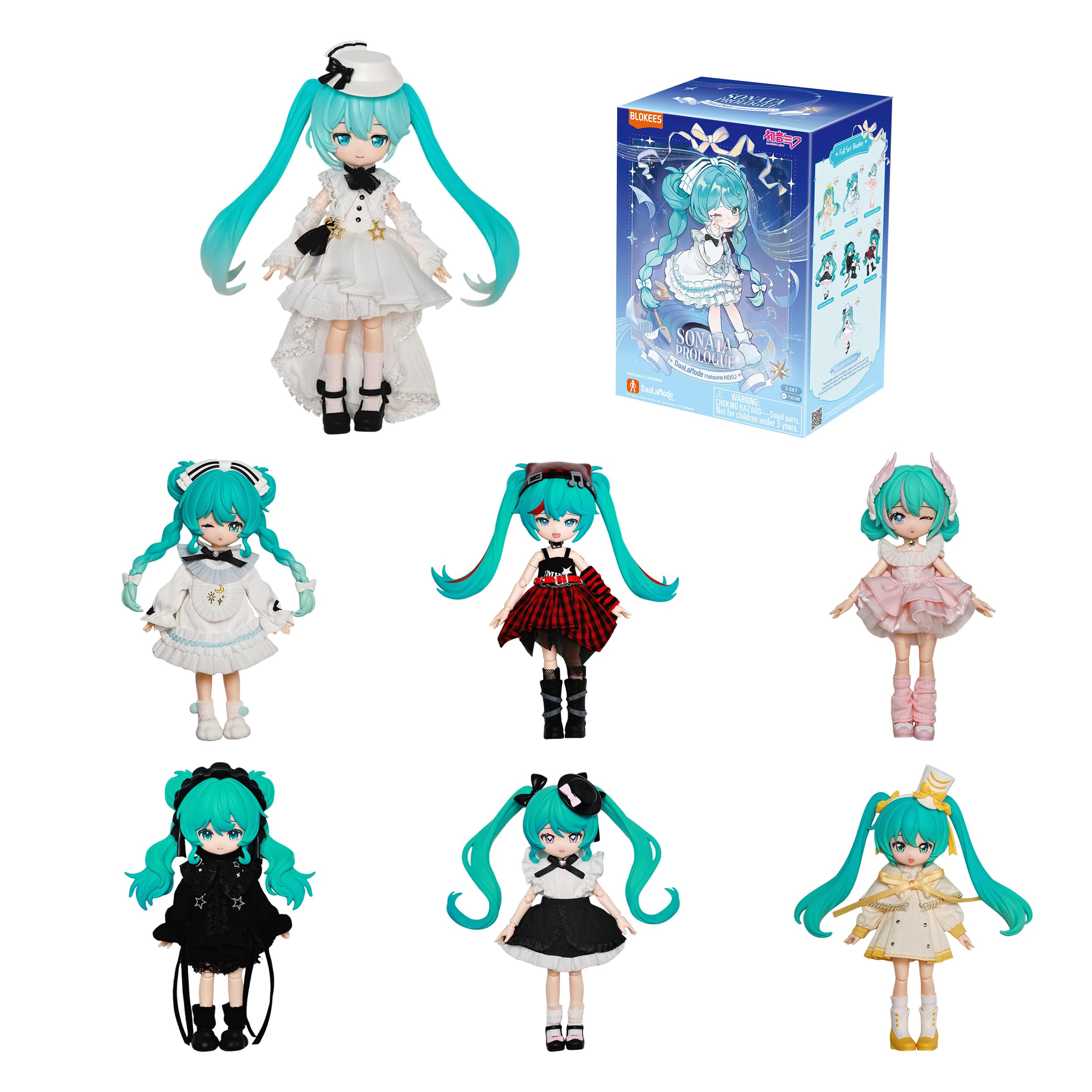 BLOKEES - Serie DaaLaMode - Hatsune Miku 01 - Sonata Prologo - 6 x Kit di modelli - Montaggio richiesto - Nessun attrezzo - Nessuna vernice - Nessuna colla - Nessun taglio - Età 14+ Mystery Box