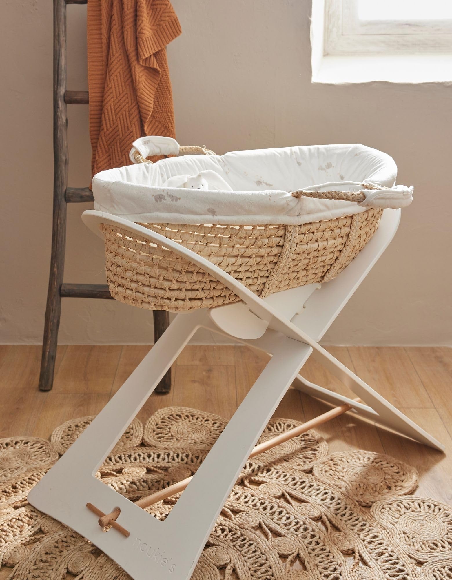 NOUKIE'S - Couffin pour bébé avec Habillage - Ecru - Veloudoux - Bali, Moka & Snow