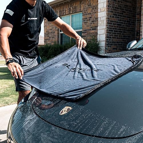Miniatura 12 de Blackline Toalla de secado de automóvil de 24 x 36 pulgadas, 1300 GSM, sin rayas, sin pelusas, reutilizable, accesorios para automóvil, paño de Gris