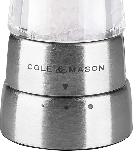 Miniatura 4 de Cole & Mason H59402G Derwent Molinillo de Sal, Gourmet Precision+, Acero Inoxidable, Acrílico, 7.480 in, Sencillo, Incluye 1 Molinillo de sal