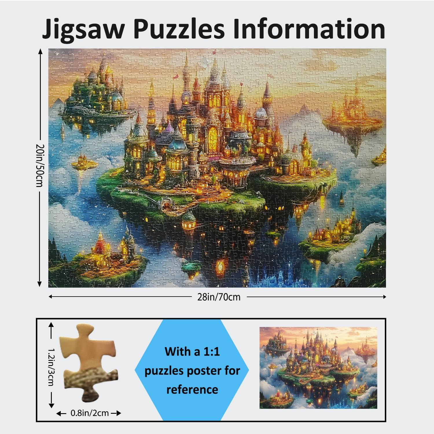 Jigsaw Puzzles for Adults 1000 Pieces Impossible Hard Difficult Challenging Puzzles for Adults 1000pc Puzzles City of The Skyward Kingdoms Jigsaw Puzzle 1000 Pieces 28 x 20 inch