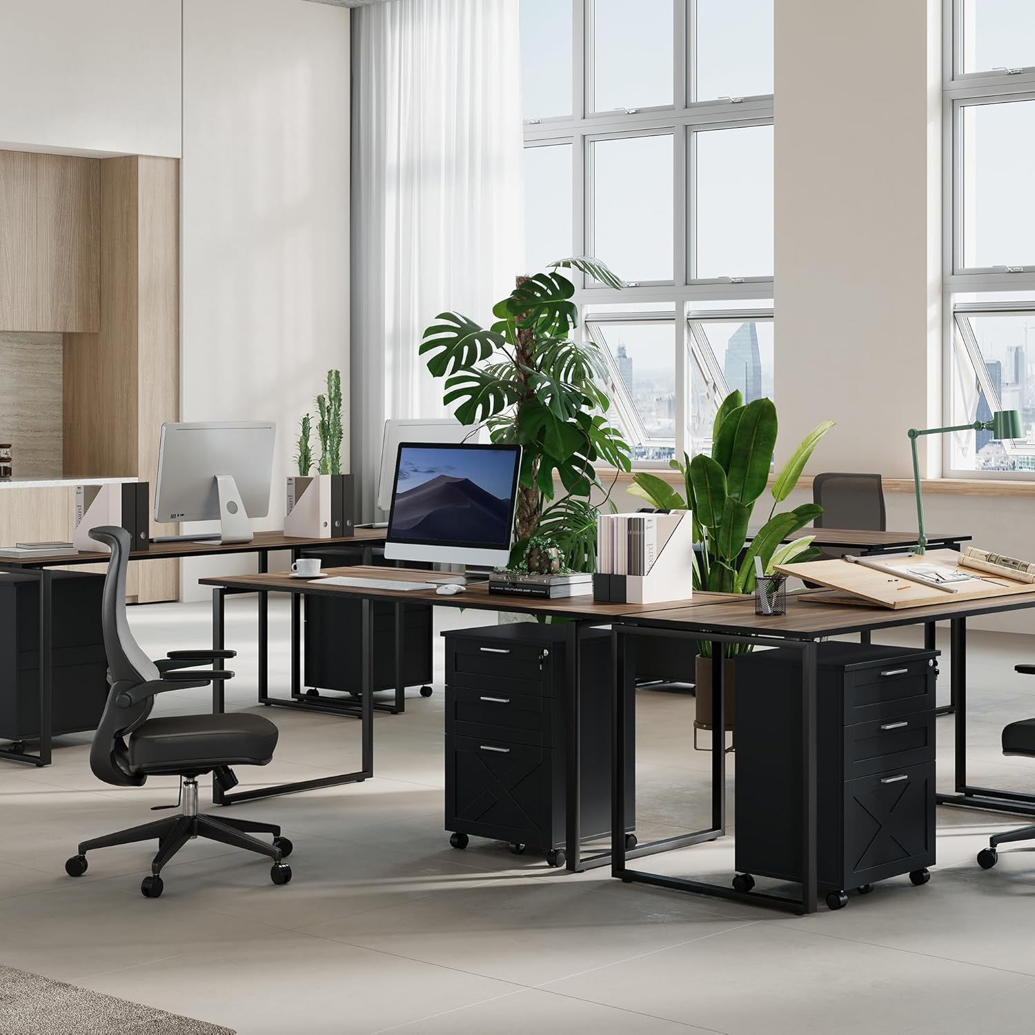 GarveeHome 3-Drawer File Cabinet with Lock, Mobile Under Desk Filing Cabinet for Home Office, Wood Storage Organizer for Letter/a4/Legal Size Documents, Black