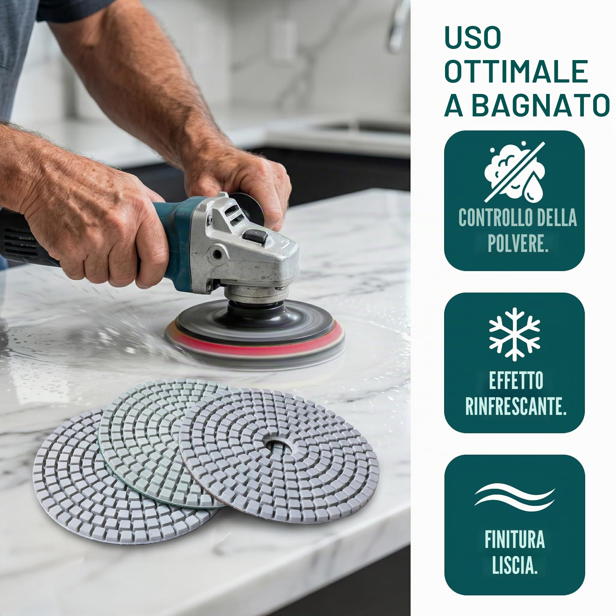 11 Pezzi set 125mm di tamponi per lucidatura di pietra wet diamantati pastiglie da Per Lucidatrice ad acqua per pavimenti in marmo di granito