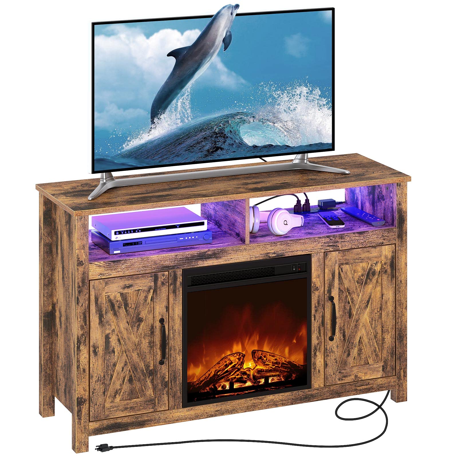 Buy Rolanstar Fireplace TV Stand, 47” TV Console Table with LED Lights