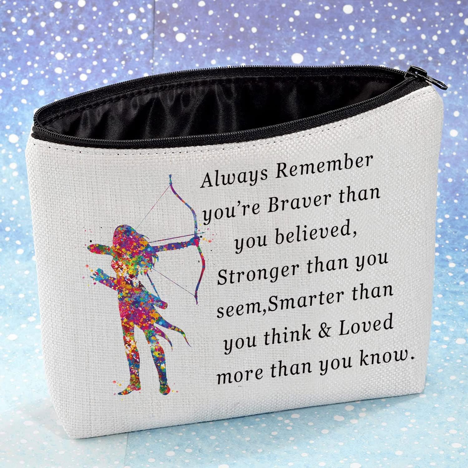 G2TUP Archery Lover Gifts Makeup Bag For Archery Coach Archer Motivational Archery Cosmetic Bag Always Remember you’re Braver (Archery Lover makeup bag)