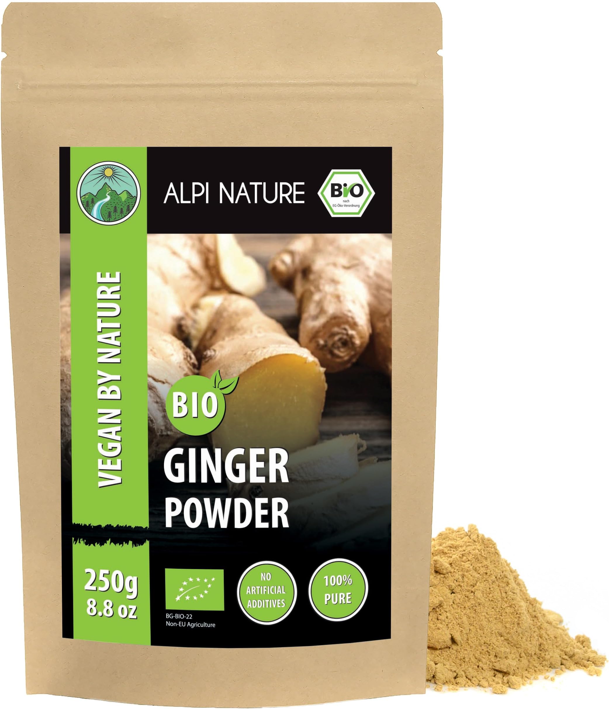 Alpi Nature Organic Ginger Powder 250g 8.8 oz, Dried Ground Ginger Root Powder for Cooking