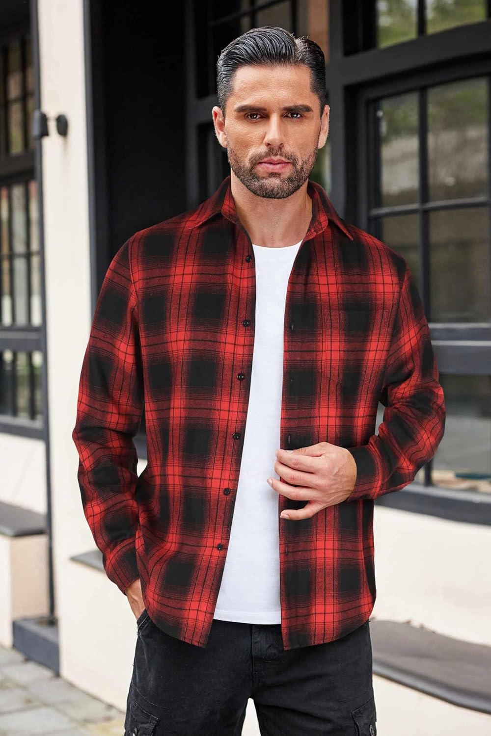 COOFANDY Mens Flannel Shirts Long Sleeve Button Down Shirt with Pocket Casual Shirts Work Shirts for Men - Image 3