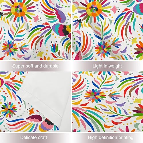 Miniatura 4 de Shrahala Tapiz mexicano, floral, mexicano, colorido y adornado, pájaros étnicos y para colgar en la pared, tapiz grande psicodélico, tapiz