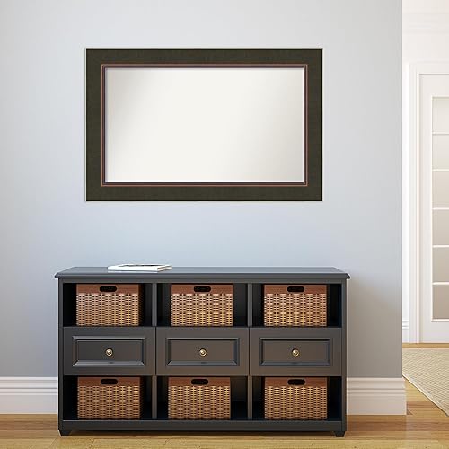 Miniatura 5 de Amanti Art Espejo de baño de bronce para sobre el fregadero, 28 x 43 pulgadas, espejo rectangular de bronce milano, marco de madera casual grande,