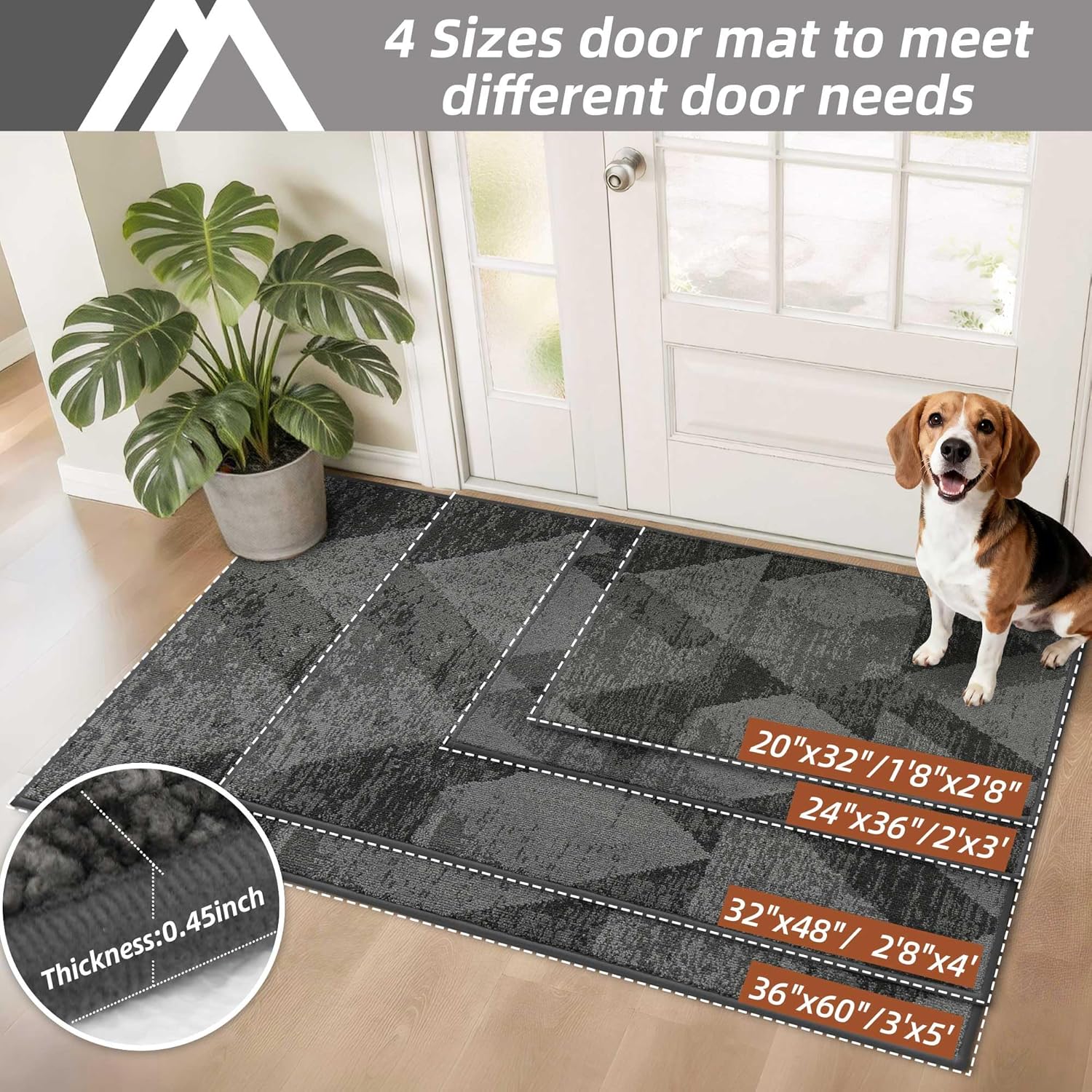 COSY HOMEER Entryway Rugs Doormat 20"x32", Non-Slip Absorbent Polyester, Washable Rugs for Front Door, Dirty Paws & High Traffic Areas, Gray - Image 5