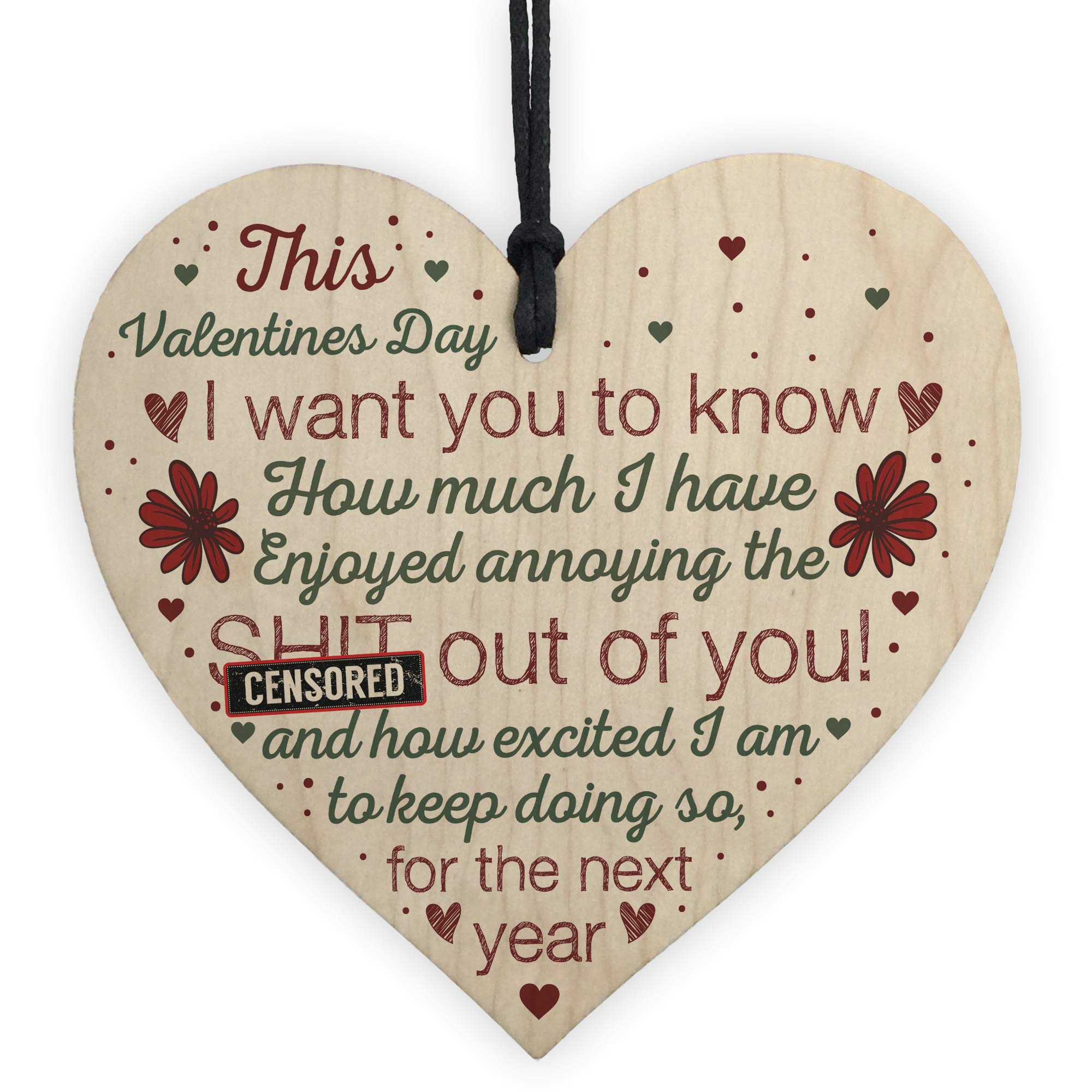Red Ocean Funny Valentines Gift For Your Boyfriend Girlfriend Husband Wife Keepsake Wooden Heart Plaque Romantic Gifts