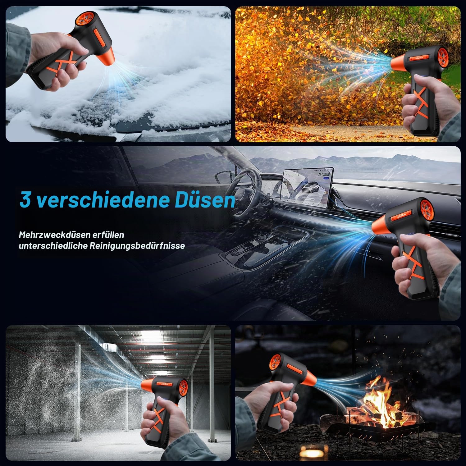 WHATOOK Elektrische Staubgebläse：250000 RPM Super Power Cordless Air Duster, Mini-Gebläse 270 Minuten Extrem Lange Nutzungsdauer, Staubbläser für Computer, Tastatur, Outdoor und Auto