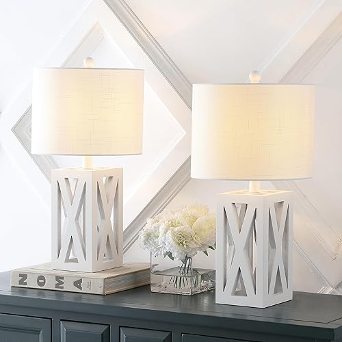 Miniatura 2 de JONATHAN Y JYL1062B-SET2 Stewart - Lámpara de mesa LED de madera de 21.5 pulgadas, casa de campo, campo francés, rústico, bohemio, dormitorio, sala