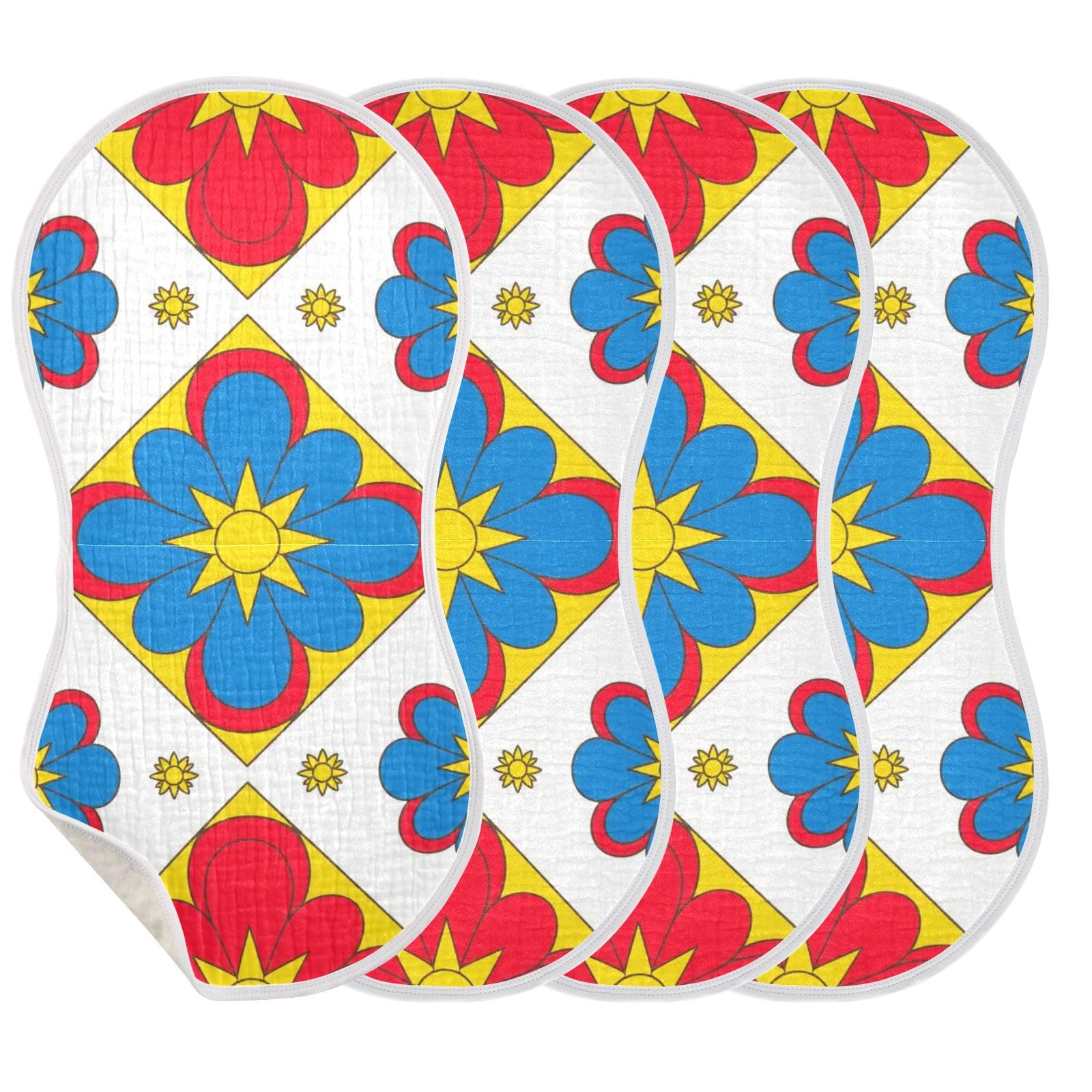 Serviette bébé coton drap de bain absorbant lot 4 langes fleuris bleu rouge