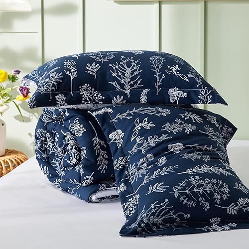 Miniatura 242 de Bedsure Juego de edredón de tamaño Queen, color lavanda, lindo, floral, regalo para mujer, 3 piezas, 1 suave edredón reversible con flores y 2