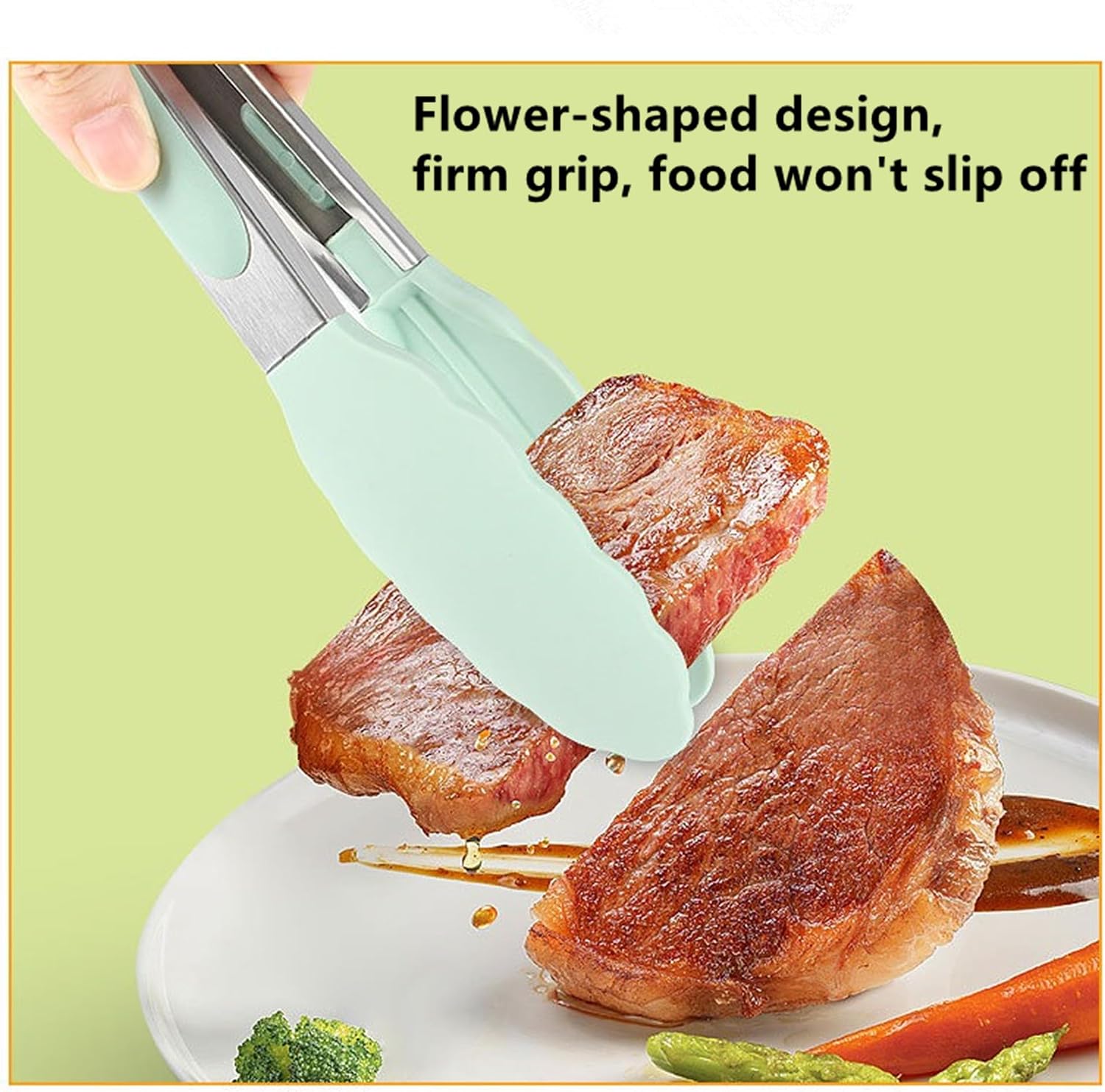 Silicone Food Tongs, Stainless Steel Kitchen Tongs with Non-Stick Silicone Tips, Heat Resistant Cooking Tongs for Grilling, BBQ, Serving (10.83 in Cream White*2)