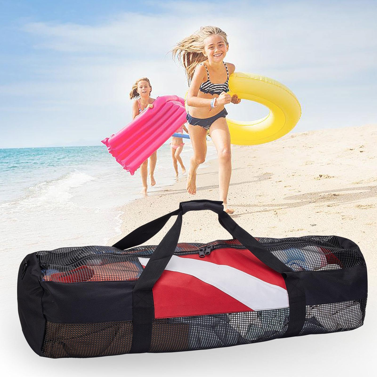 Borsa Rete Borsa Immersione Rete Per Snorkeling - Pieghevole Extra Large Borse Spiaggia Pratiche - 7