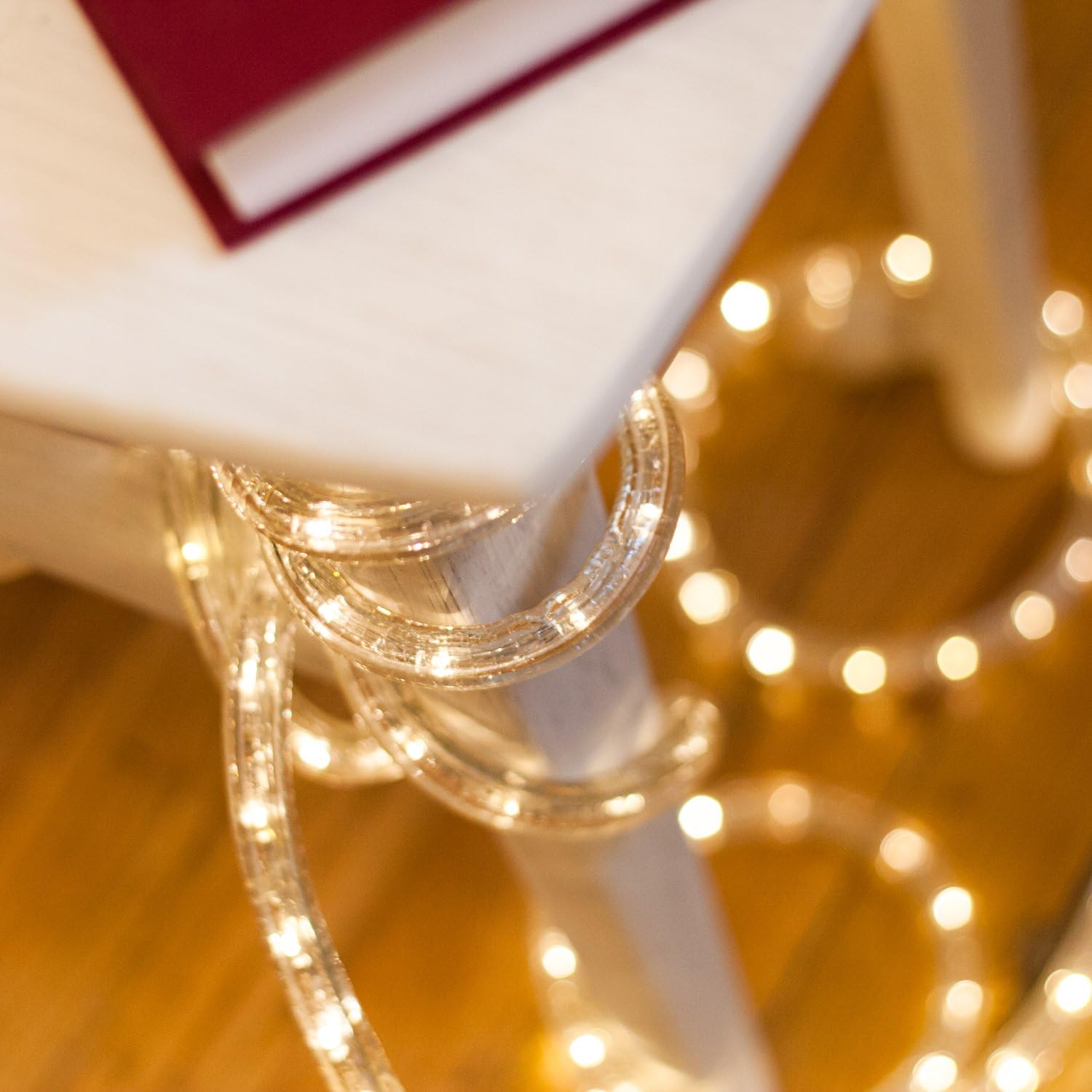 LED Rope Light Outdoor - Plug in (120V), 287 Warm White Lights, 24 Ft Length, Connectable, Dimmable, 1/2 Inch Tube, Heavy Duty, Waterproof, for Exterior Lighting and Christmas Decor