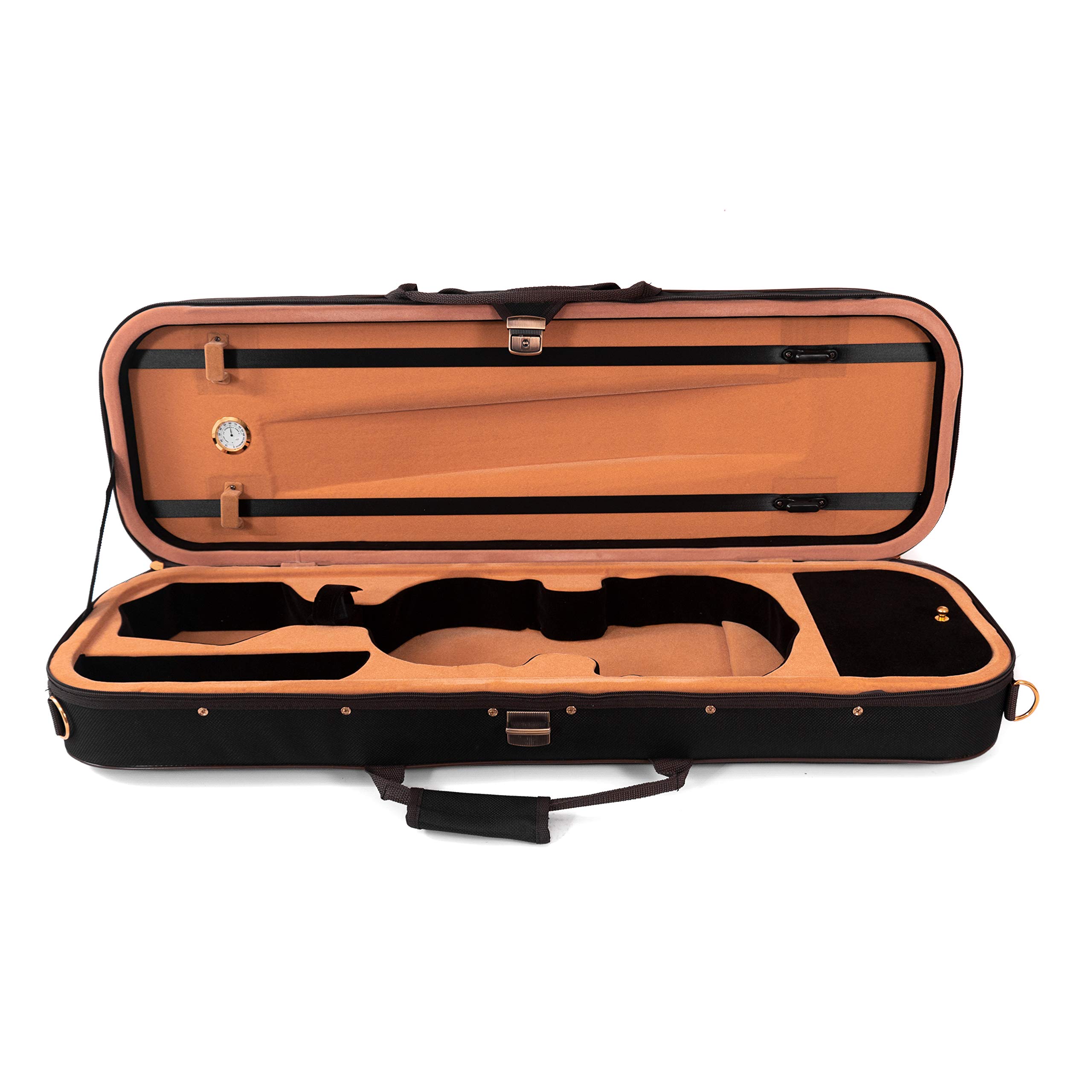 Custodia professionale ffalstaff® per Violino 4/4 con Igrometro (Colore Nero/Ocra)