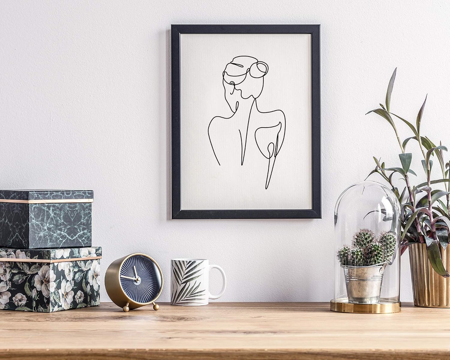 Whaline 6 Pack Minimalist Line Art Prints 8 x 10 Inch Abstract Single Line Wall Art Poster Waterproof Black White Female Face Flower Aesthetic Drawing Paintings for Bedroom Living Room College Dorm